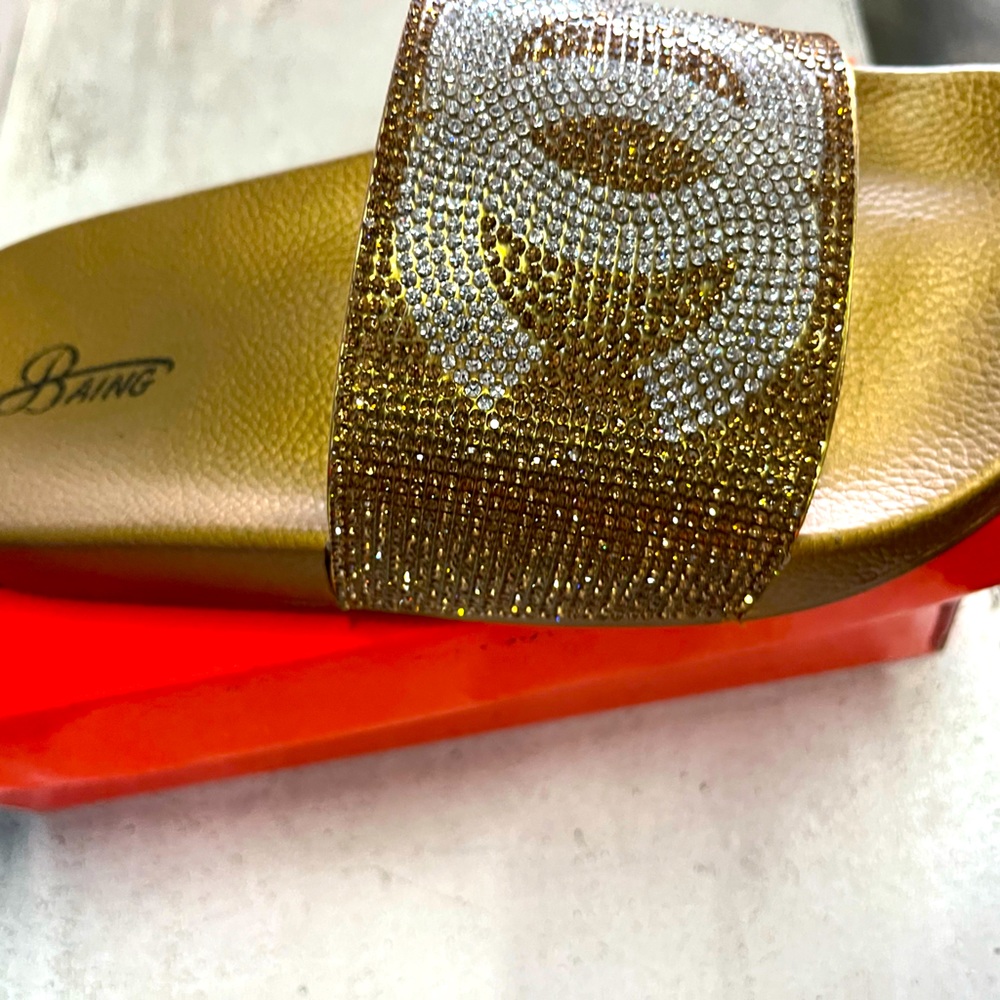 Gold bling sandals